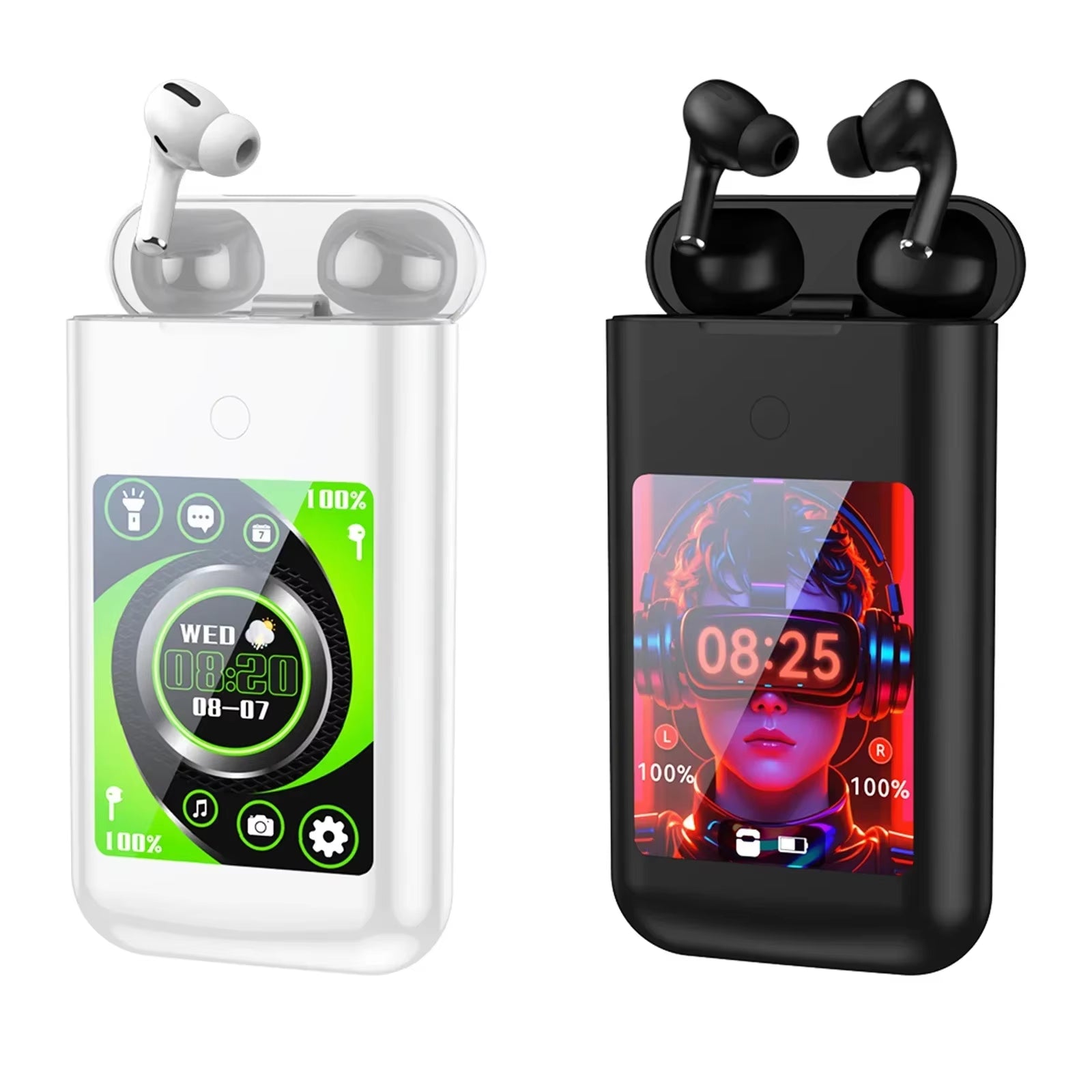 FLLTF A98 BOX Multiple Function in Ear Bluetooth Wireless Earphone Charging Case with 2.8" Touch Screen Power Bank Music Games